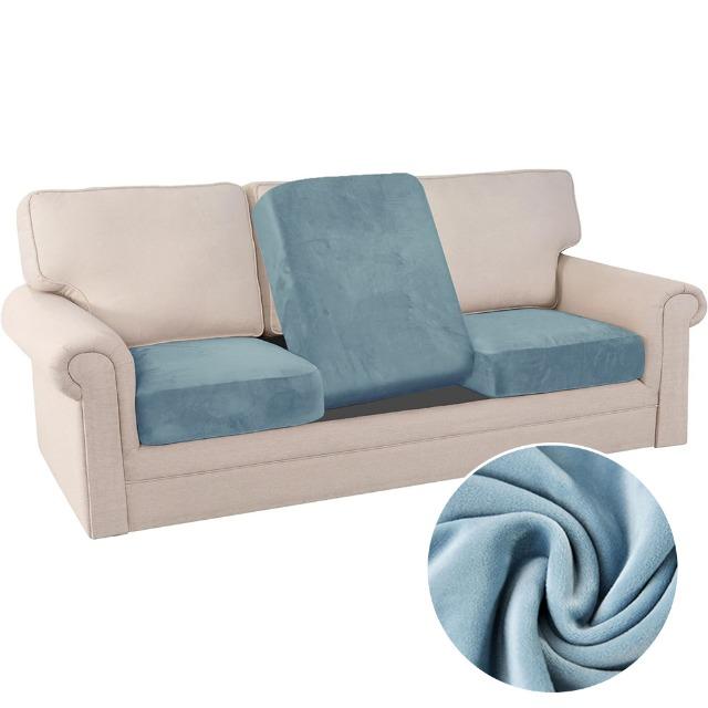 Velvet Soft Sofa Seat Covers Pure Elastic L-shaped Cushion Cover Dustproof for Home Living Room Office Hotel Washable Anti-dirty