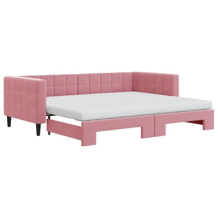 VidaXL Lit de jour avec gigogne et matelas rose 90x200 cm velours 3196718