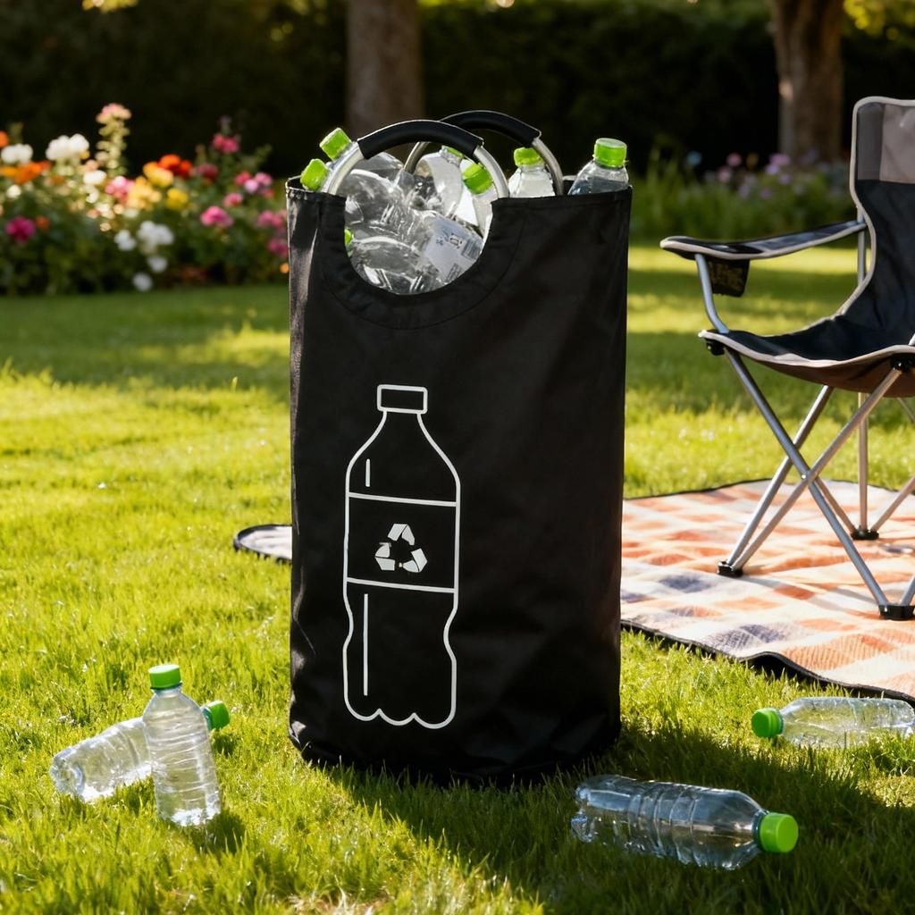 Large Capacity Collapsible Recycling Bin Cylindrical Open Top Storage Basket Plastic Bottles Durable Easy Clean Home Organizer