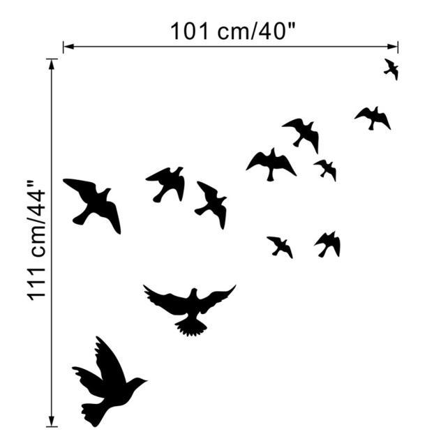 (Nikita) Birds Wall Decals Mural Sticker Removable Home Room Decor Vinyl Art DIY BK