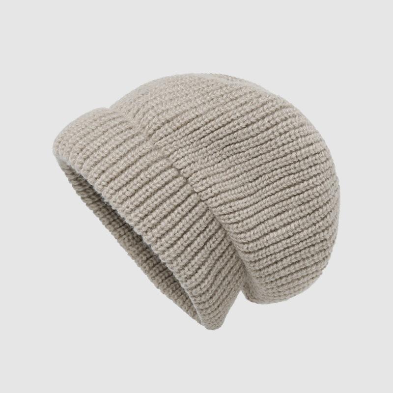 Hat Women's Autumn and Winter Wool Hat Thickened Warm Ear Protector Cold Hat Solid Color Versatile Face Small Knitted Stacking Hat