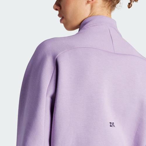 adidas Solid Color Slim Fit Short Zip-Up Long Sleeve Jacket for Women, Purple