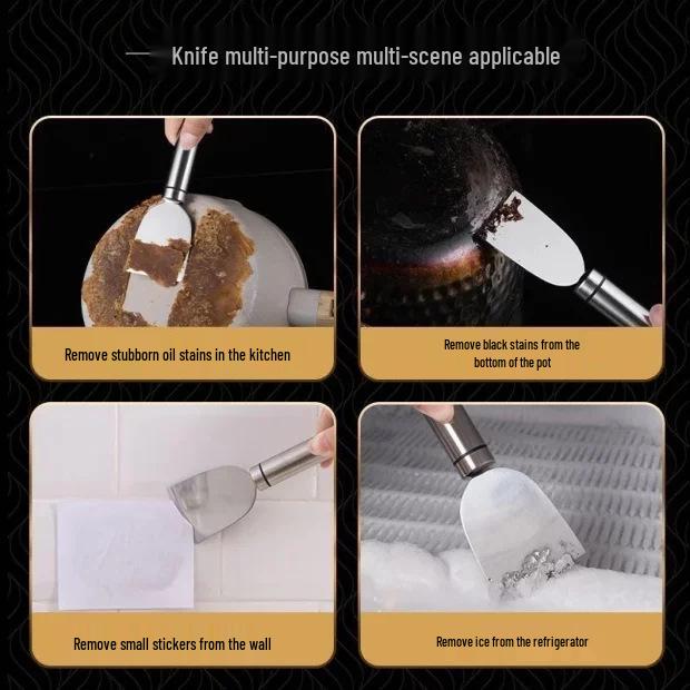 **Newcomer Exclusive: 2pcs Multifunctional Stainless Steel Cleaning Spatulas for Oil Stains**