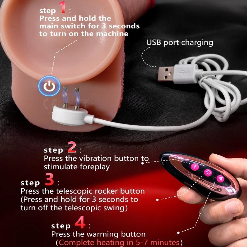 Teleskopischer 27 cm langer realistischer Dildo Vibrator Penis Teleskopischer Schwingender Heizender Silikon Dildo Weiblich Fernbedienung Vibratoren für Unisex Masturbator