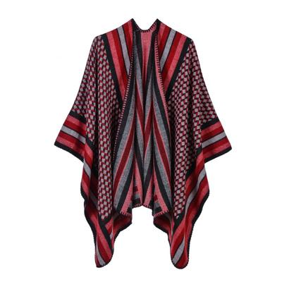 Imitation Cashmere Split Scarf Fashion Border Striped Enlarged Women Air Conditioning Shawl Cape Cape