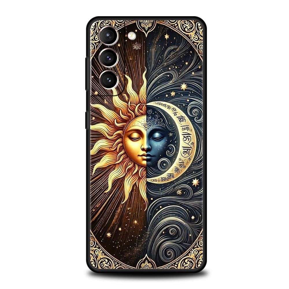 Moon Sun Phone Case For Samsung Galaxy S26 Ultra S25 Plus S24 FE S23 S22 5G S21 S20 Cover Black Soft