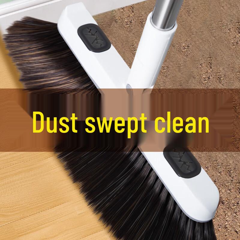 Soft Bristle Broom and Dustpan Set with Long Scraper
