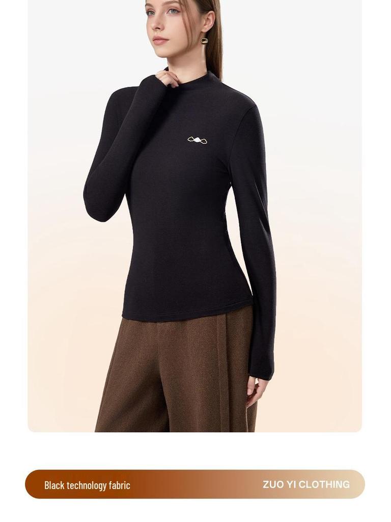 Damska półwysoka szyja generująca ciepło antybakteryjna warstwa bazowa - Wyszczuplająca, przyjazna dla skóry dzianina na jesień/zimę