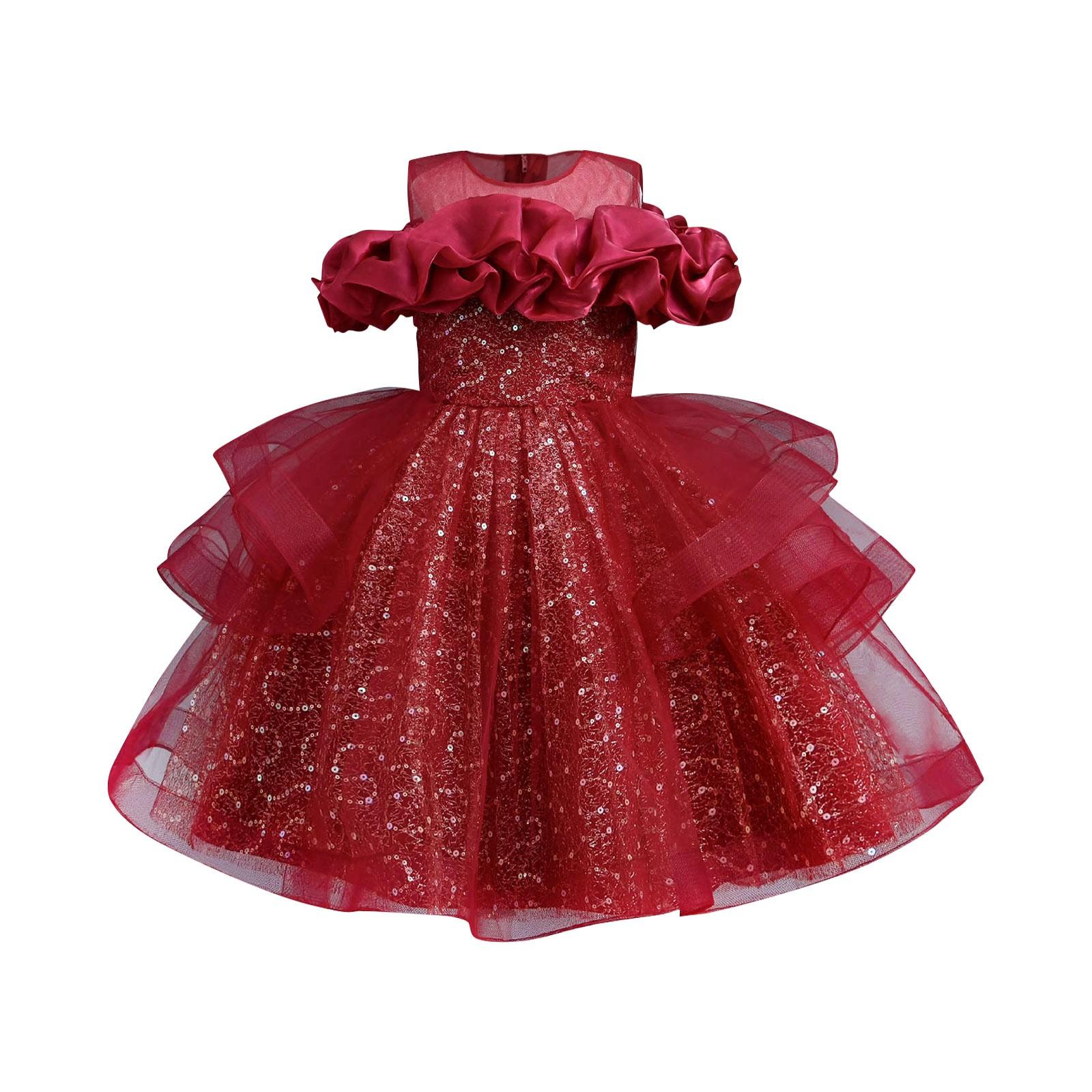 

Детские платья, стильные платья принцесс, юбки с пайетками, костюмы для выступлений для детей среднего и старшего возрастаЮбки для девочек 100 красный