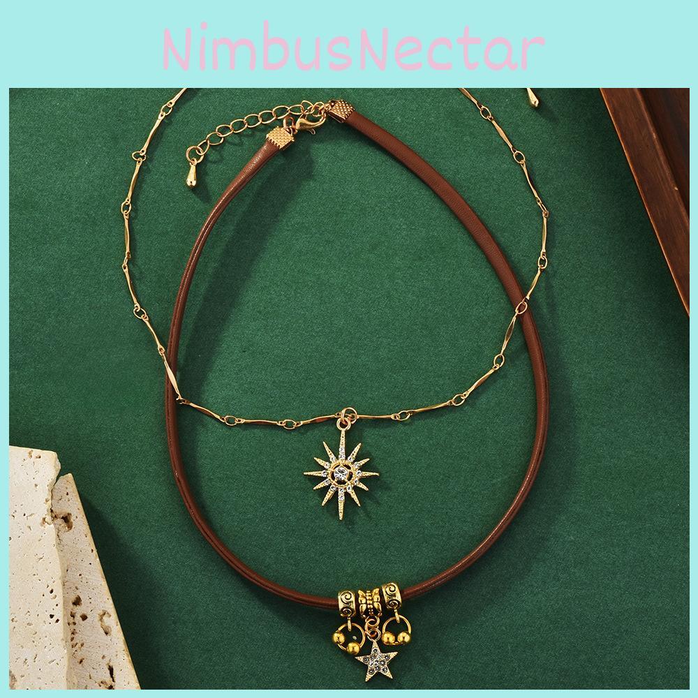 Gorgeous Layered Choker Necklace With Rhinestone Stars And Floral Accents For Women