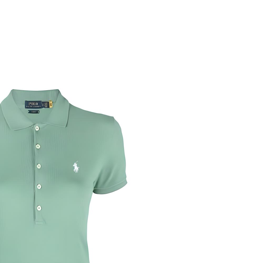 Polo Ralph Lauren Solid Color Logo Embroidered Vertical Button Slim Fit Short Sleeve Polo Shirt Women tops Green 211870237-031