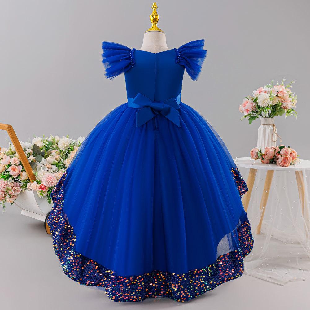 Girls' Princess Dress: New Arrival – Tulle and Sequined Ball Gown with Train for Baby's Birthday Party or Piano Recital