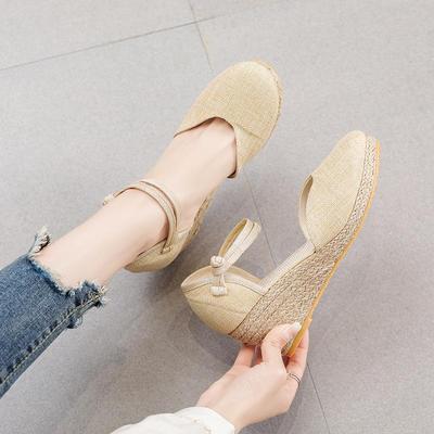 Damen Koreanischer Stil Vielseitige Sommer Keilsandalen: Atmungsaktive Einriemen-High Heels für Mode und Reisen.