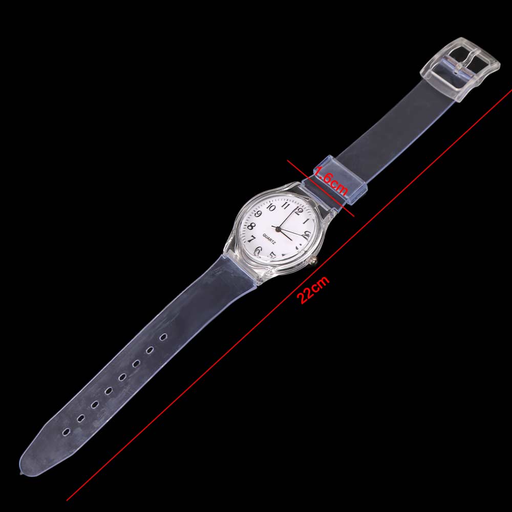 Good Sport Band PVC New Women Transparent Analog Stainless Steel Wrist Watch Watches Quartz