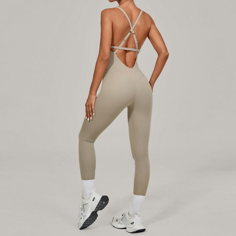 Adjustable shoulder strap yoga onesie women's dance beauty back tight sports fitness onesie 2