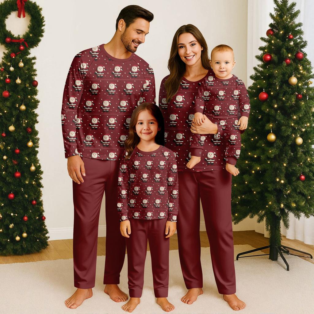 Family Casual Comfortable Long Sleeved Long Pants 3D Christmas Printed Parent-child Set