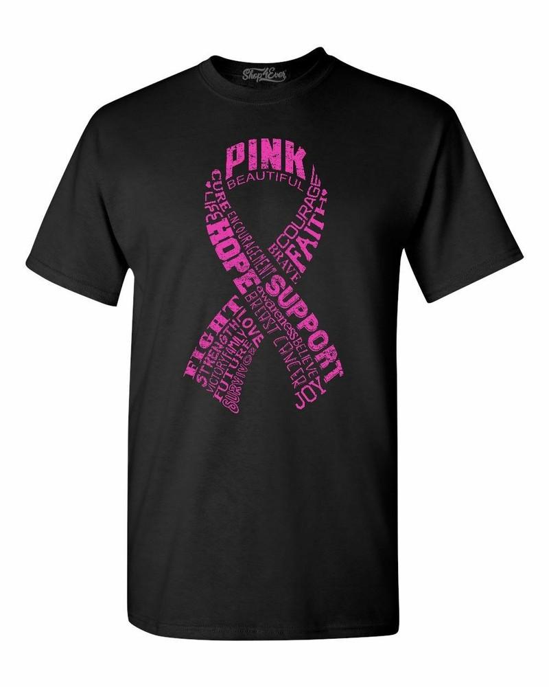 Pink Ribbon Montage T-shirt Breast Cancer Awareness Support Word Cloud Shirts