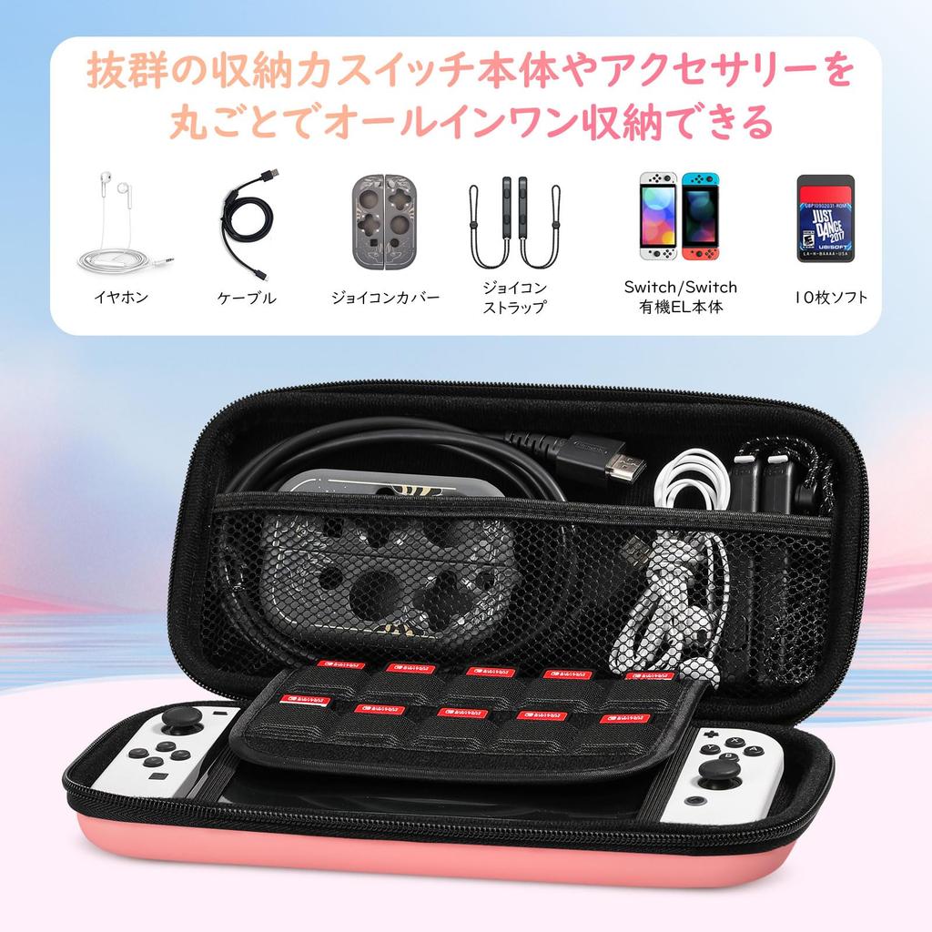 ATiC Switch Compatible with OLED Shockproof Storage EVA Soft Holds Small Items Like Cables and Coral Case, Switch/Switch Models, Bag, Material, Cover,