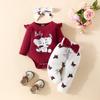 Set Bodysuit cu Mânecă Lungă și Pantaloni cu Fundiță Elefant Bebeluș