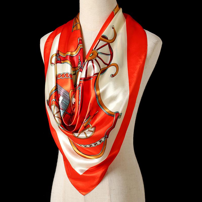 Women Silk Square Scarf Lady Bandana Head Wrap Shawl Satin Foulard Female Large Hijab Neckerchief Scarves Pashmina 2021 Headband