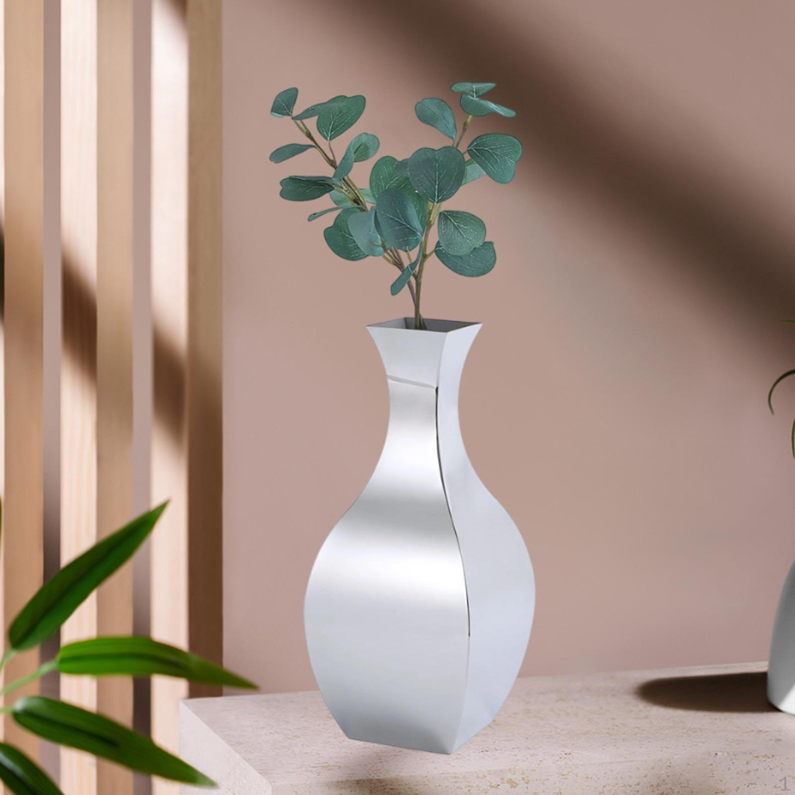 

Polished Stainless Steel Vase Tabletop Ornament Sturdy Multifunctional for Interior Space Decor