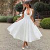 LYRIA Weißes Jacquard Plissee Abendpartykleid Damen Roben Rückenfrei Elegant Sexy Kleid Bodycon Langes Kleid Vestidos