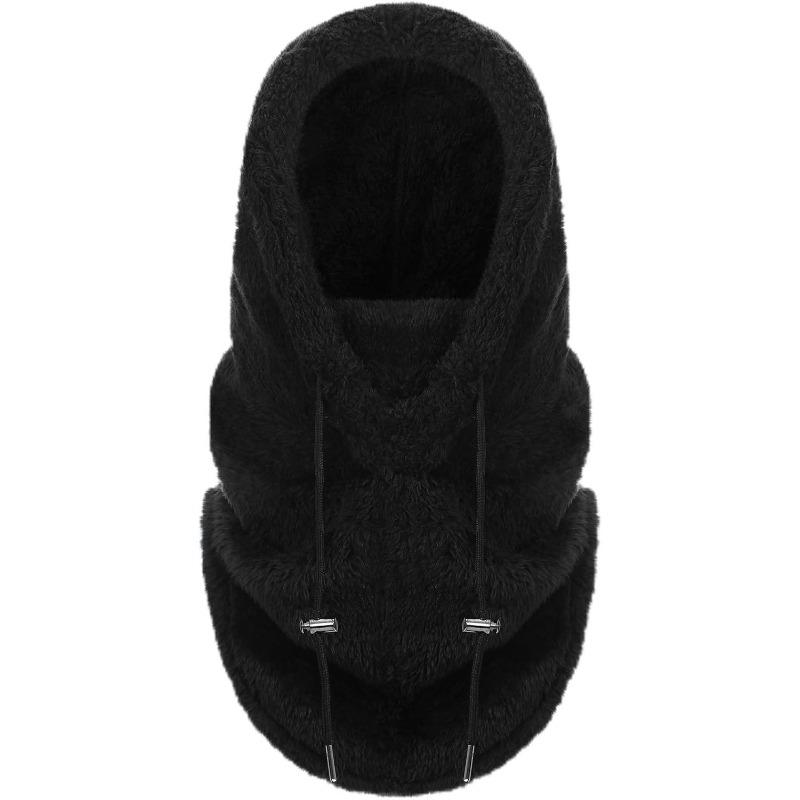 

Зимний теплый шарф-шапка для шеи, флисовая балаклава, грелка для шеи, шерстяной шарф с капюшоном для пеших прогулок, капюшон, снаряжение для холодной погоды для улицы чёрный