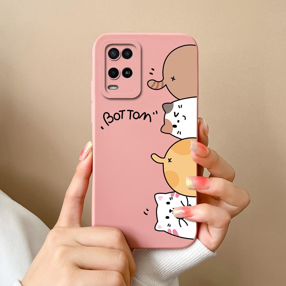For Oppo A54 A54S Case Simple Cute Design Full Protection Phone Housing For Oppo A 54 4G Back Cover Soft Liquid Silicone Fundas
