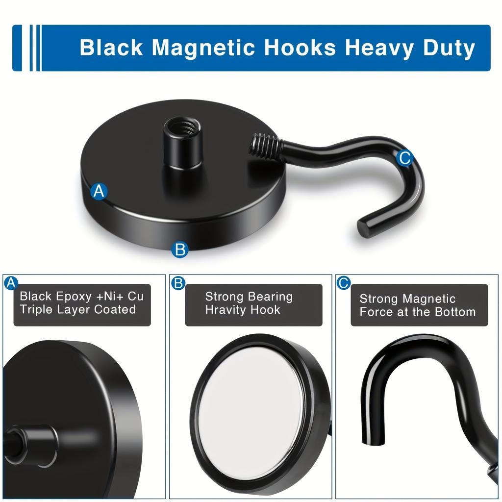 D32 Magnetic Hooks 100Lbs Heavy Duty for Cruise Cabins, Neodymium with Hooks for Hanging.