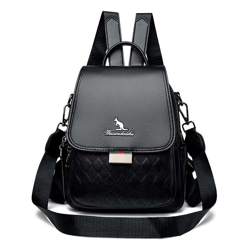 Schoolbag Women's Bag Backpack Women's 1011 New Fashion Trend Large Capacity Backpack Soft Leather Leisure Travel Bag School Bag