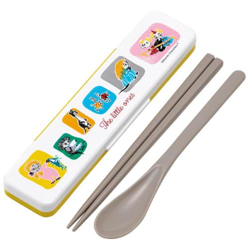 Skater Chopsticks and Spoon Set, Antibacterial, "Little Ones" Moomin Design, Made In Japan, 18cm, CCS3SAAG-A