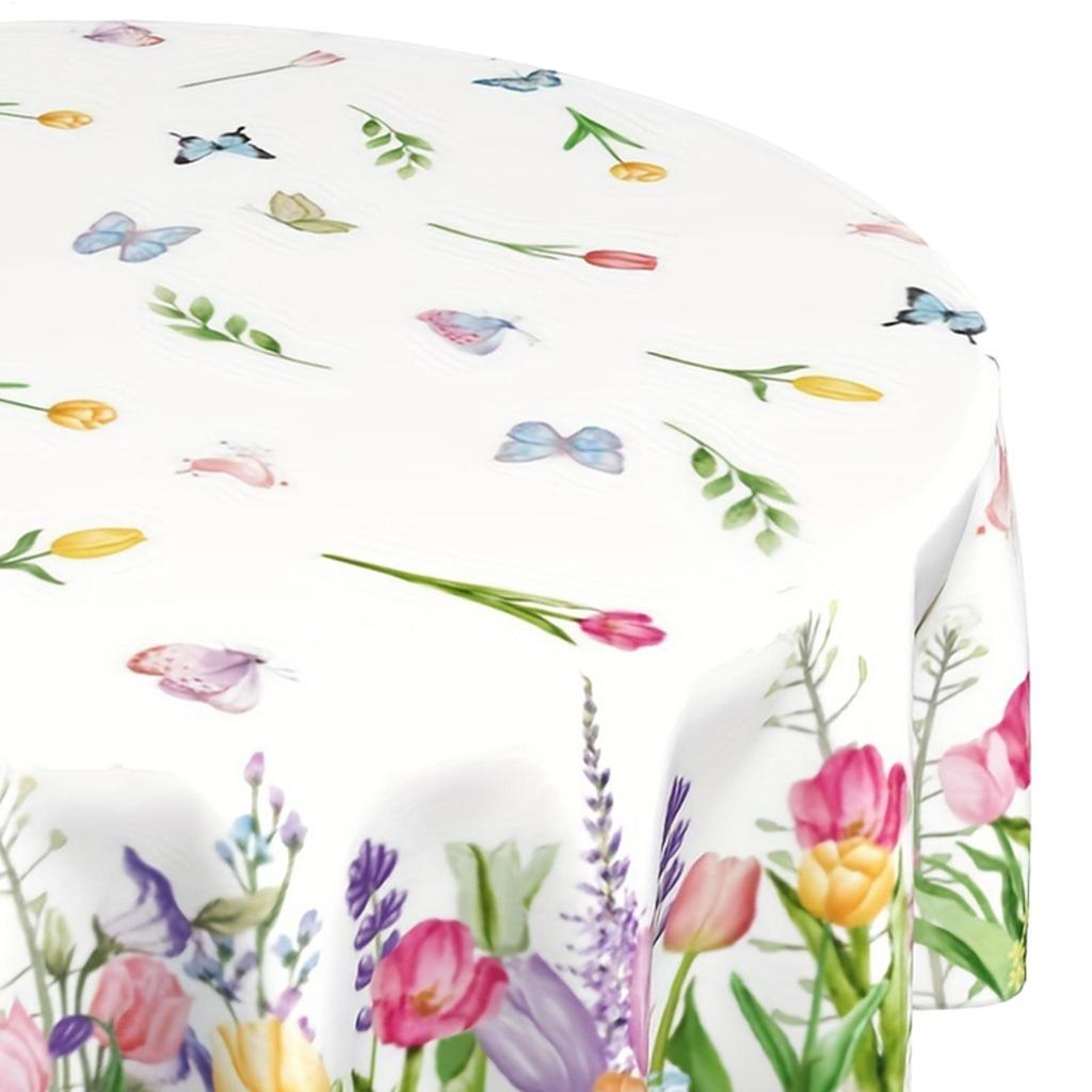Wildflowers Florals Butterfly Waterproof Tablecloth Easter Wedding Party Dcor Washable Round  Table Cover Picnic Table Decor