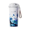 Blue Lotus Cute Hand-Painted Insulated Straw Cup - 316 Stainless Steel, Perfect for Girls and Students