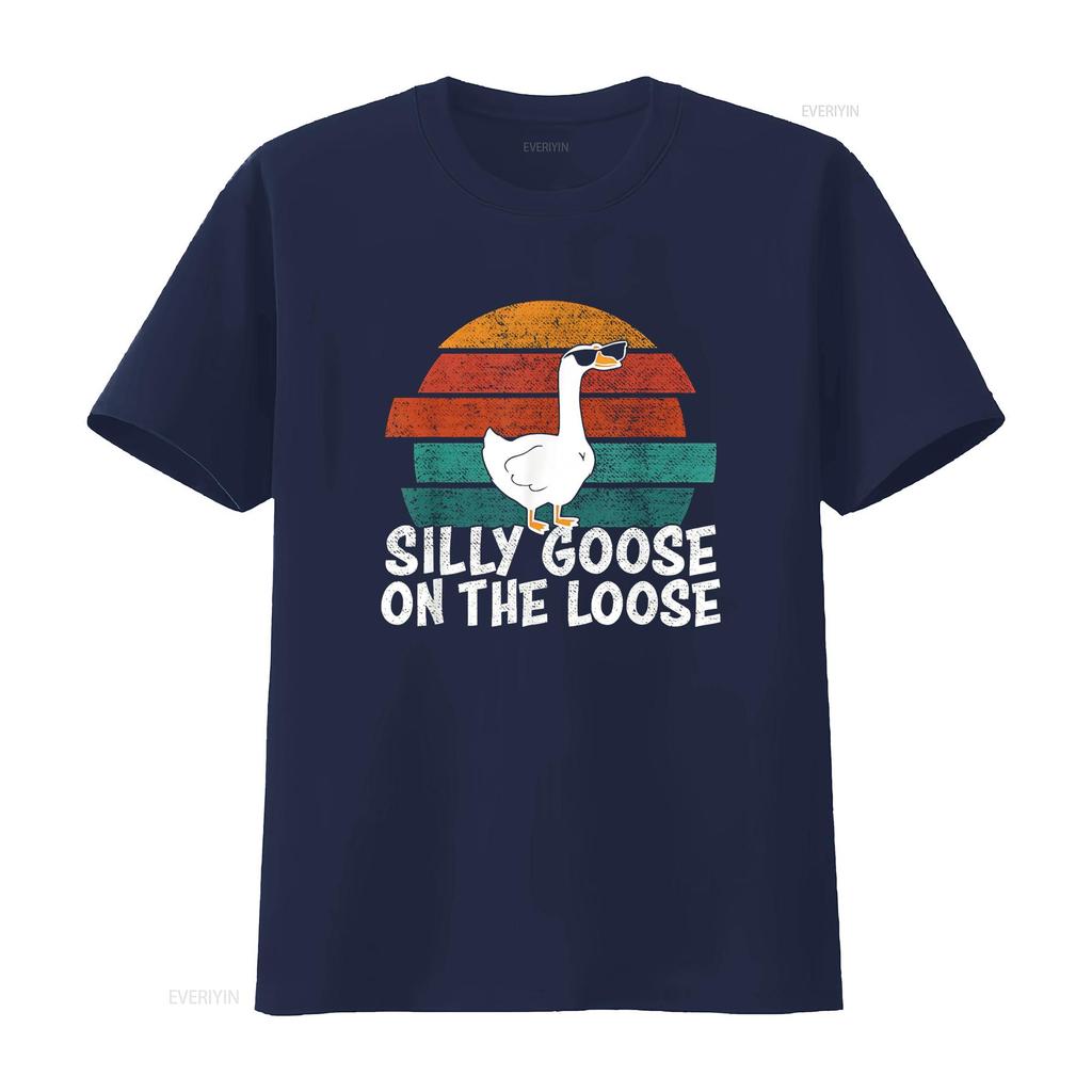 Silly Goose On The Loose T Shirt Vintage Washed Versatile Slightly Top For Everyday Wear Streetwear Graphic Casual Stretched
