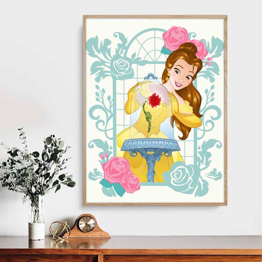 DIY Diamond Painting Princess and Flowers Cross Stitch Kit Mosaic Art Diamond Painting Full Circle Diamond Home Decoration