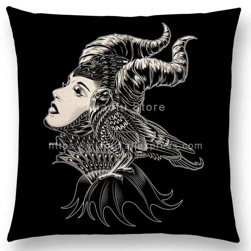 New Ornate Brave Animals Totems Free Beast Faith Tattoo Prints Cushion Cover Sofa Throw Pillow Case Owl Elephant Shark Bear