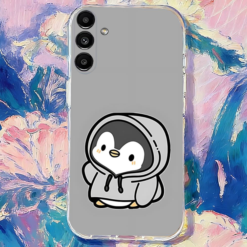 Cartoon Penguin Kawaii Cute Transparent TPU Case for  Samsung S21,S24,S30,S23,S25,S22,S20,S10,5G,FE,PIus,Lite,Ultra