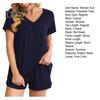 2 Teile/satz Damen Sommer Pyjama Anzug V-Ausschnitt Kurzarm Nachtwäsche Set Homewear Top Shorts Set Lose Shorts Set Lässiges Sport Outfit