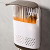 No-Drill Wall Mounted Chopstick Holder With Draining Base Kitchen Cutlery Utensil Storage Box Easy Installation