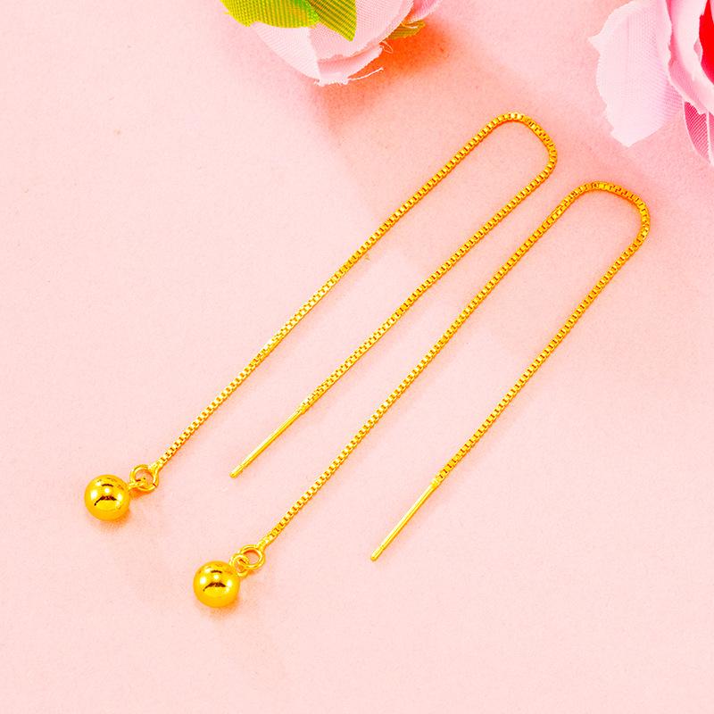 Cercei imitație aur nisipiu de înaltă calitate: Design cu ciucuri de lungă durată pentru femei, Accesorii din cupru transfrontaliere