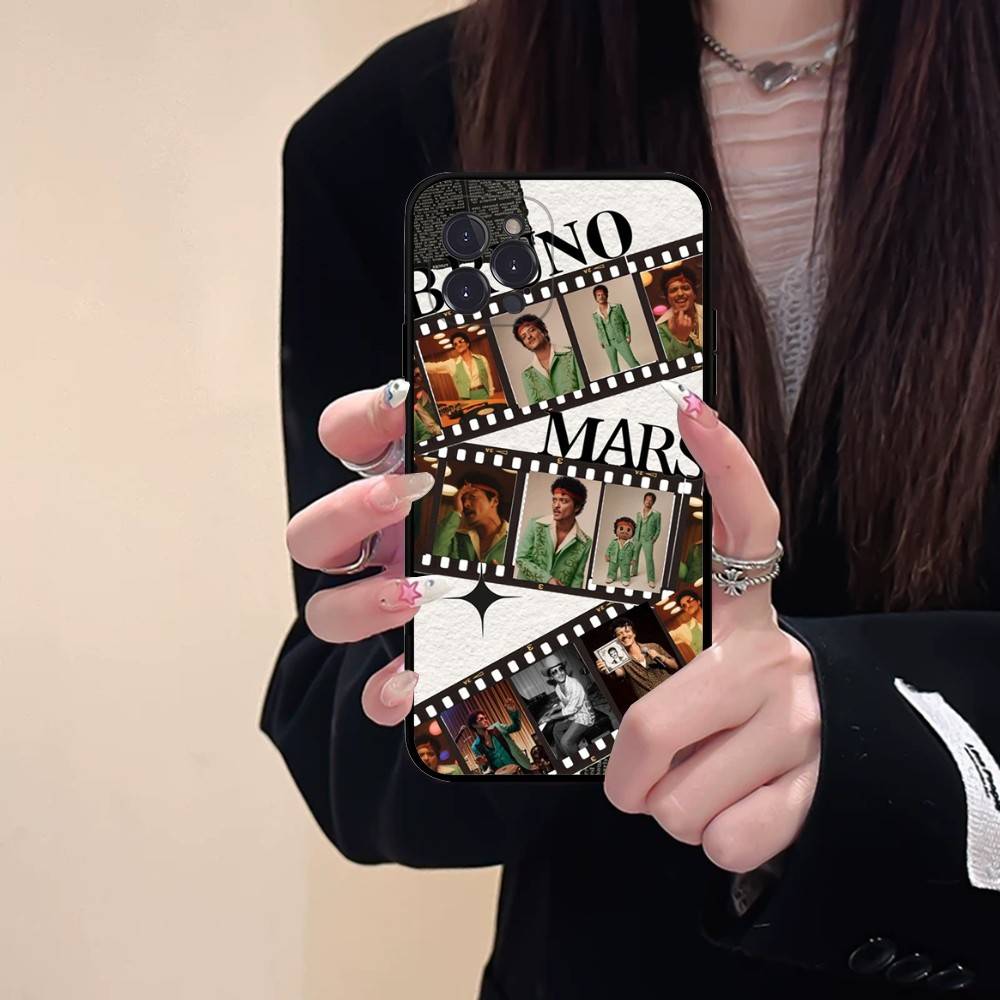 B-Bruno M-Mars Singer Phone Case For Iphone 17 16 15 14 13 12 11 Pro Max Plus Black Shell Cover Case