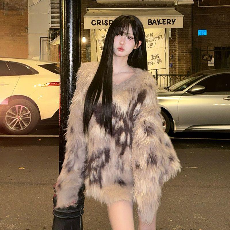 High-End Oberbekleidung Pullover Nerzpullover für Damen Herbst und Winter Lässiger Stil Mittellanges Design Strickpullover Top