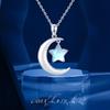CUOKA MIRACLE Moonstone Necklace Moon Star Necklace 925 Sterling Silver Crescent Moon and Star Pendant Necklace Synthetic Rainbow Moonstone Star Moon