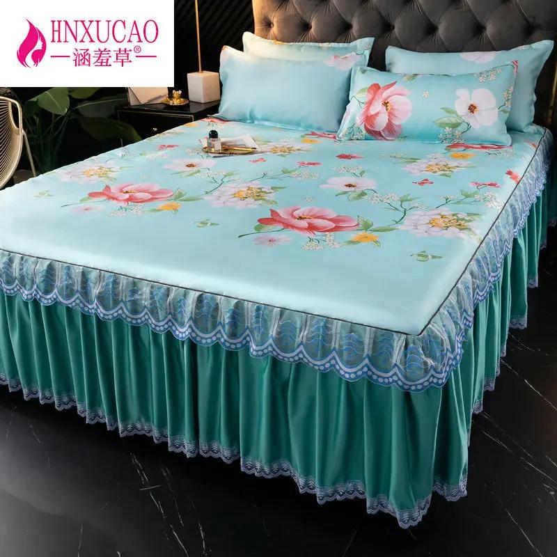 3Pcs/Lot Bed Dress Lace Set Full King Queen Double Beds Cotton Bed Sheet with Pillow Cases Suitable for Bedding Cover