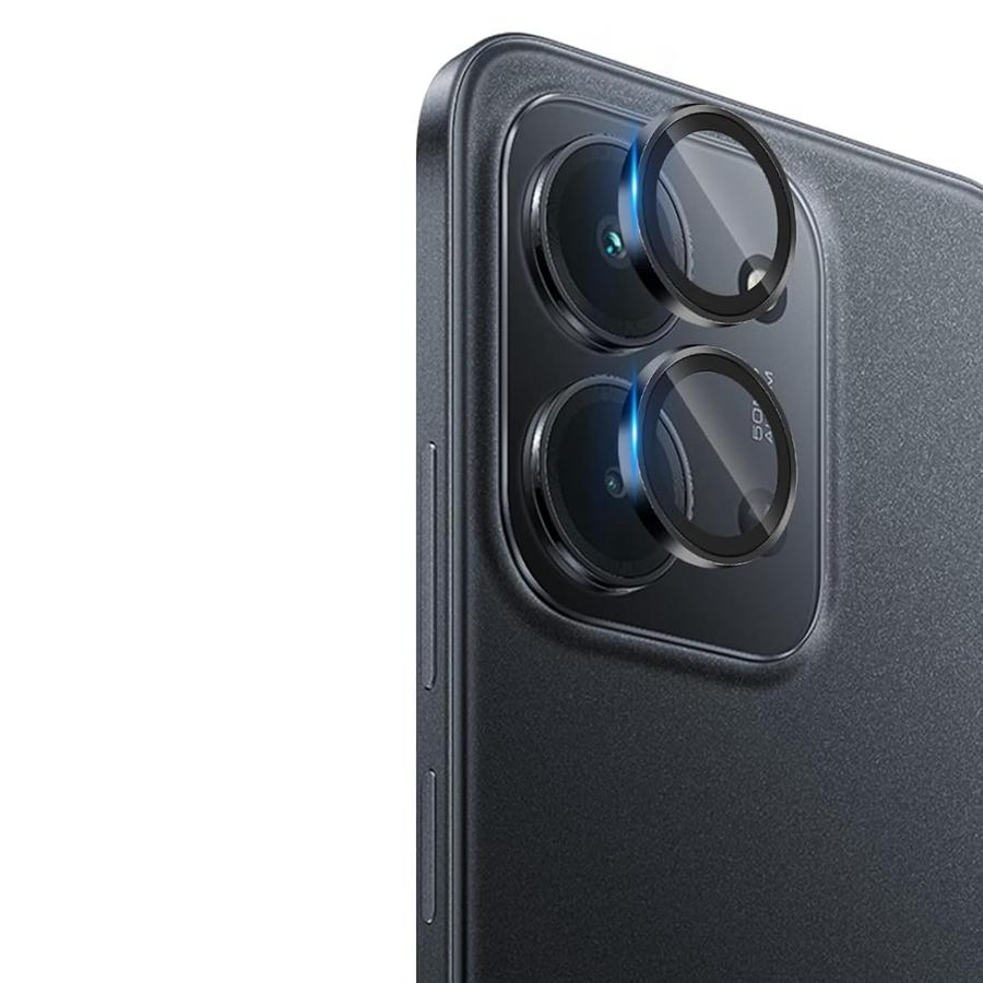 2PCS Black Metal Ring+Tempered Glass Camera Lens Protector for Redmi 15 15C 4G/5G Camera Tempered Glass Film