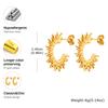 Stainless Steel Irregular C-shaped Stud Earrings for Women,Gold Color Vintage Sun Flower Earrings,Exaggerated Jewelry Gift