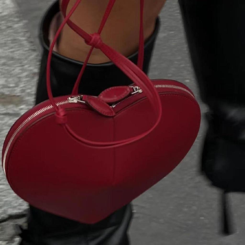 LECOEUR Genuine Leather Heart-Shaped Crossbody Shoulder Bag