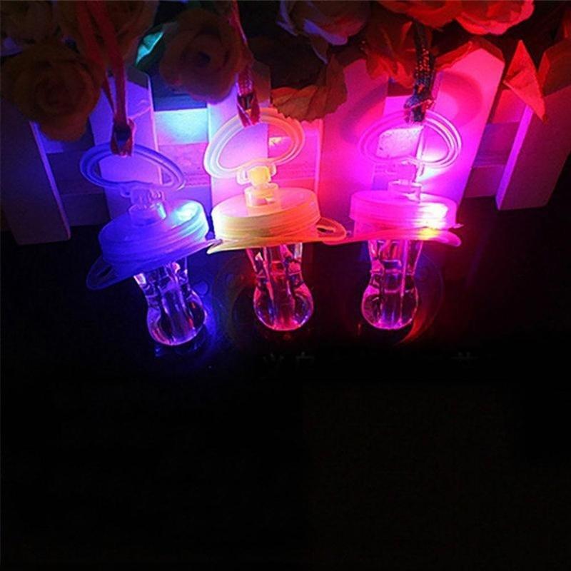 Light Up Pacifier LED Rave Party Glow Glowing Whistle Flashing Lanyard Blinking