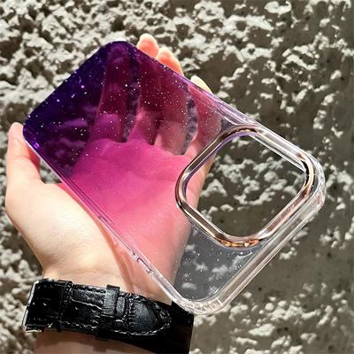 Coque de téléphone transparente à paillettes dégradées, étui en acrylique plaqué Transparent résistant aux chocs pour Iphone 14 Pro Max 13 12 11 Pro Max 13 14 Plus