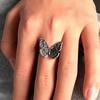 Fashion Retro Butterfly Adjustable Ring for Women Engagement Anniversary Silver Jewelry Gift
